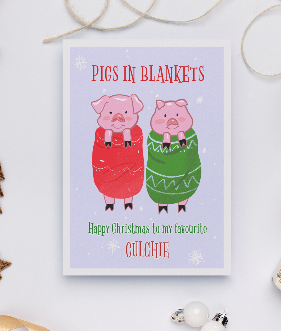 Culchie Pigs in Blankets Christmas Card Derry Nice Things