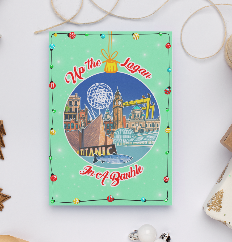Up the Lagan in a Bauble Christmas Card