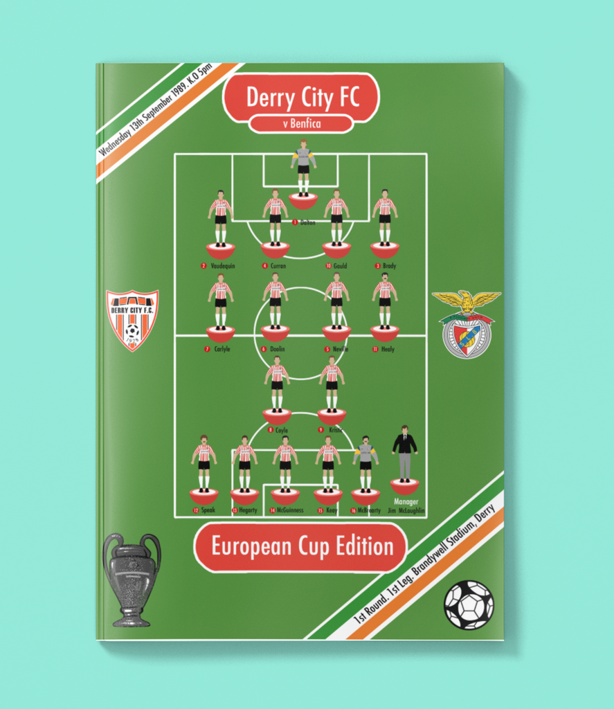 Derry City v Benfica  1989 Subbuteo Match Poster Print