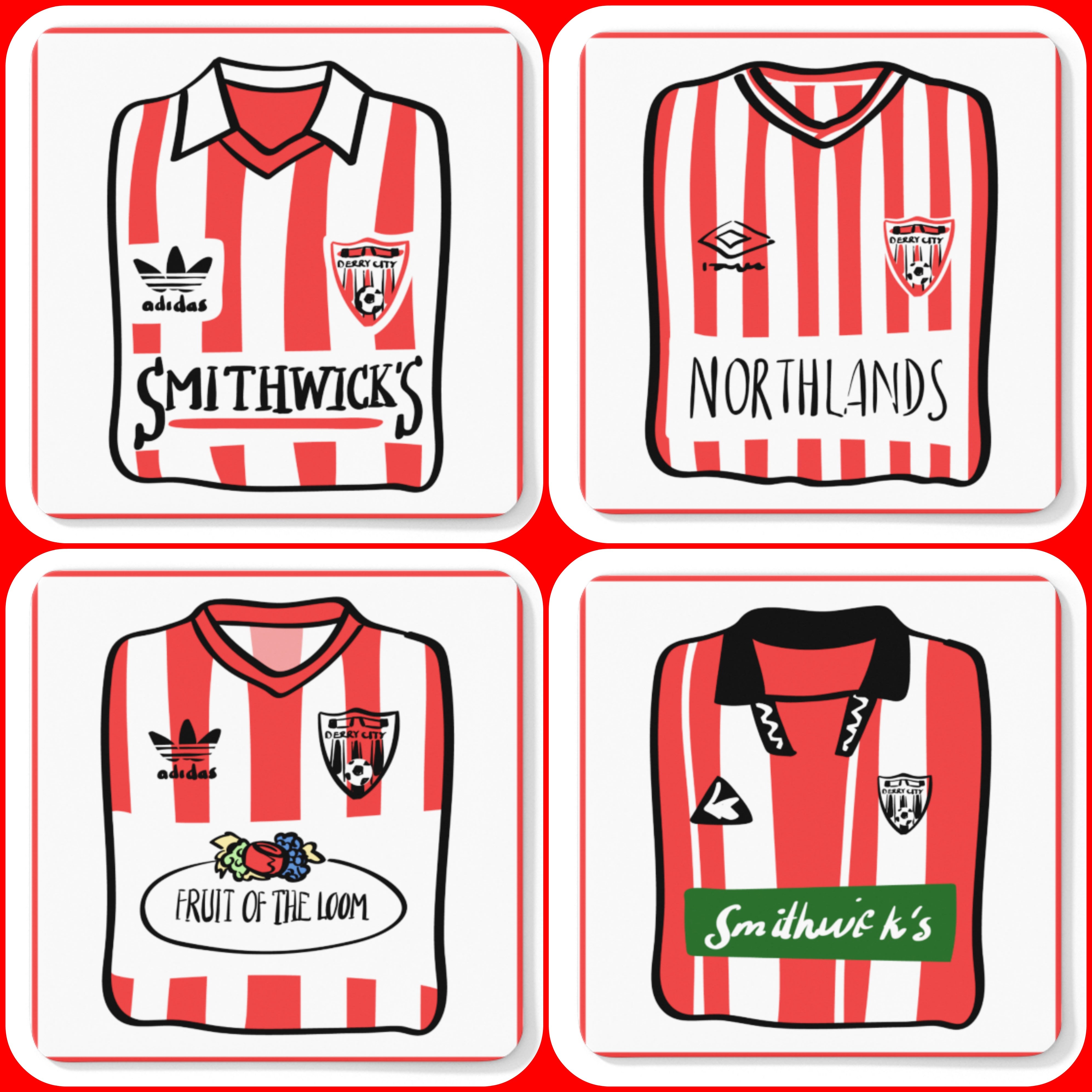 Derry City FC Historic Shirts Coasters