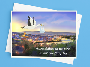 Derry Boy New Baby Birth Card
