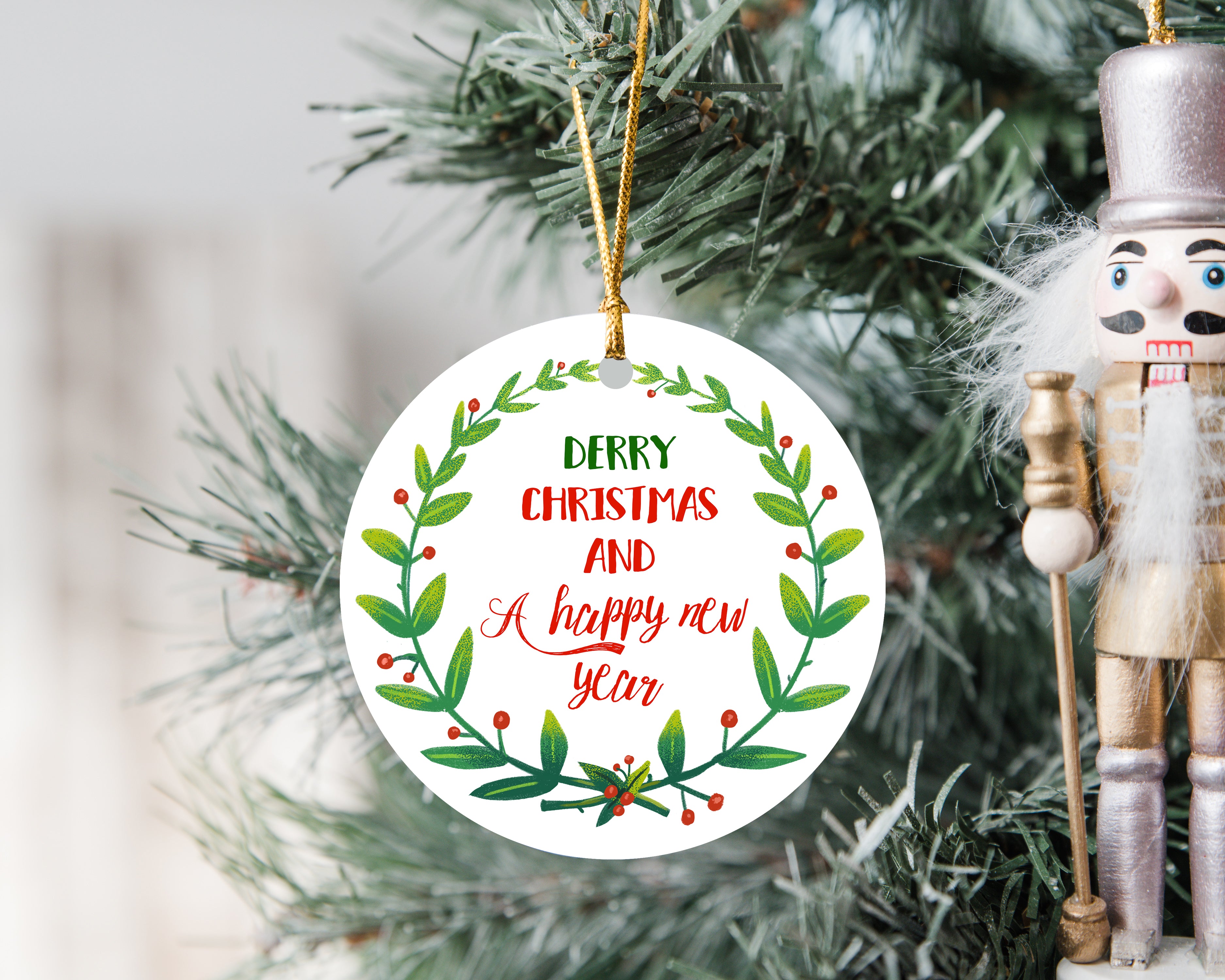 Derry Christmas and a Happy New Year Christmas Typography Christmas Decoration