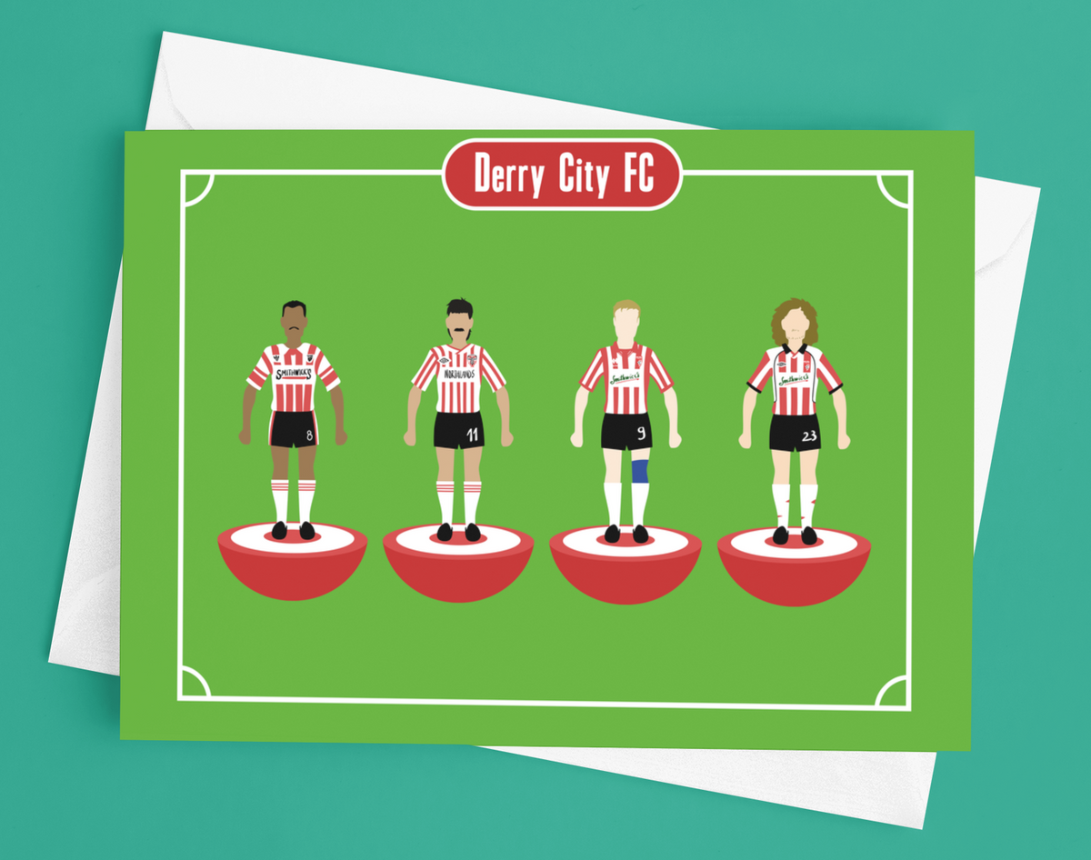 Derry City FC Subbuteo Legends Greetings Cards – Derry Nice Things