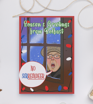 No Surrender Woman Funny Belfast Meme Christmas Card
