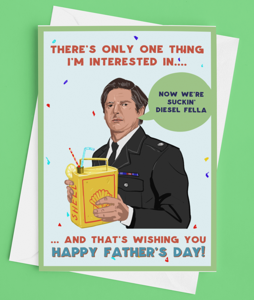 Line of Duty Ted Hasings Sucking Diesel Father's Day Card