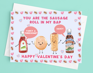 Sausage Roll Bap Valentines Day Card
